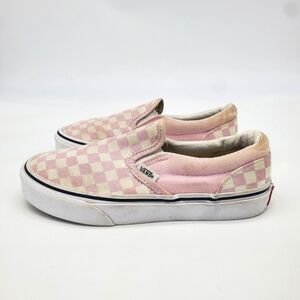 Vans Shoes Youth 3 Girl Classic Off The Wall Slip On White Pink Checkerboard
